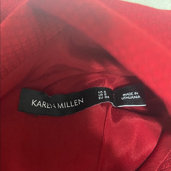 KAREN MILLEN Reverse Point Collar Pencil Dress – Deep Red – Size 2 – EUC - Picture 8 of 15